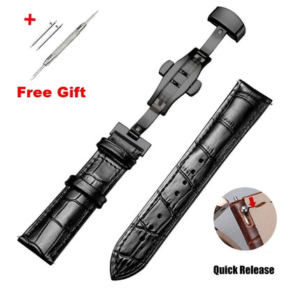 Quick Release *Real Animal Skin* Leather Watch strap13mm 12mm  15mm 17mm 19mm 21m 23mm 24mm 14mm 16mm 18mm 20mm Good Vibrations