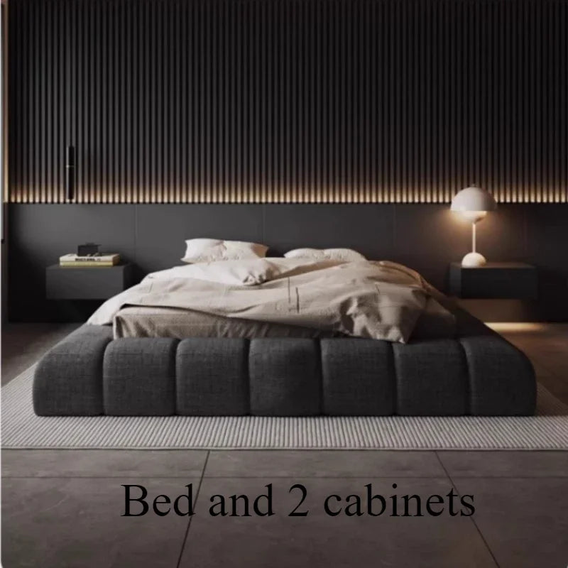 Frame High End Bed Aesthetics Tatami Minimalist Wedding Confortable Bed Master Bedroom Fashionable Design Muebles Furniture Good Vibrations