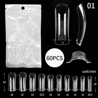 100Pcs/box Full Cover Sculpted Nail Tips Fake Finger Nails Extension Tip Quick Building Mold False Tips For Manicuring Tool Set Good Vibrations