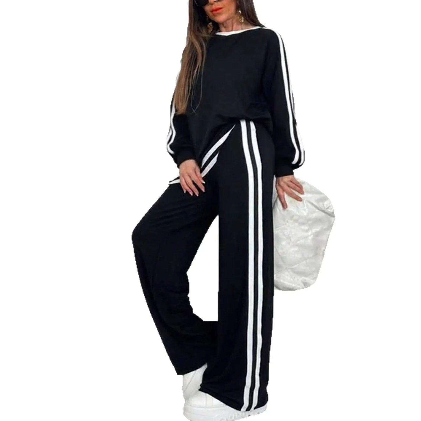 2025 Women's Sweat Suit Spring Autumn New Leisure Clothing Fashion Elegant Tops T-shirt Pants 2 Two Piece Set For Women Good Vibrations