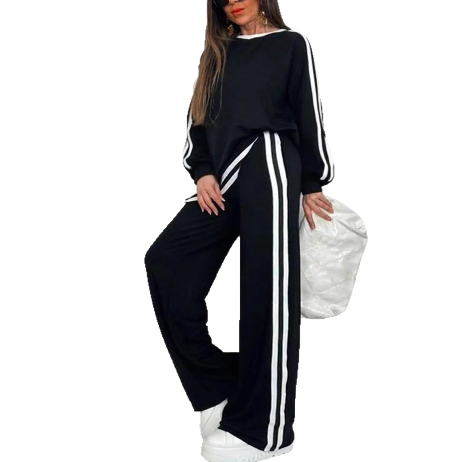 2025 Women's Sweat Suit Spring Autumn New Leisure Clothing Fashion Elegant Tops T-shirt Pants 2 Two Piece Set For Women Good Vibrations