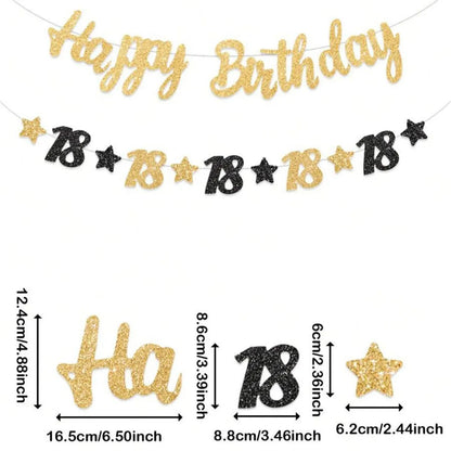 18th 20th 30th 40th 50th Birthday Party decor Supplies for Men Women Black and Gold 18th~60th Years Old Party banner Decoration Good Vibrations