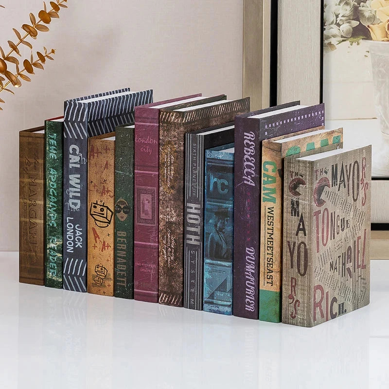 Modern fake book ornament Nordic light luxury simulation book living room home store decoration photo props book case box Good Vibrations