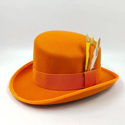 New High Quality Man Fedora Unisex Gentleman Cosplay Derby Bowler Hat British Shape Hat Autumn Magic Hat Feather Accessories Good Vibrations