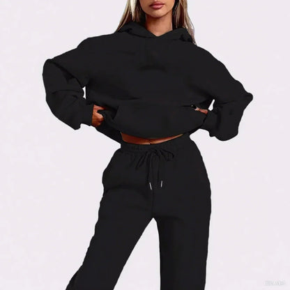 2025 Autumn/Winter New Velvet Warm Hoodie Sports Pants Two Piece Set for Men and Women Solid Color Loose Sports Jogging Set Good Vibrations