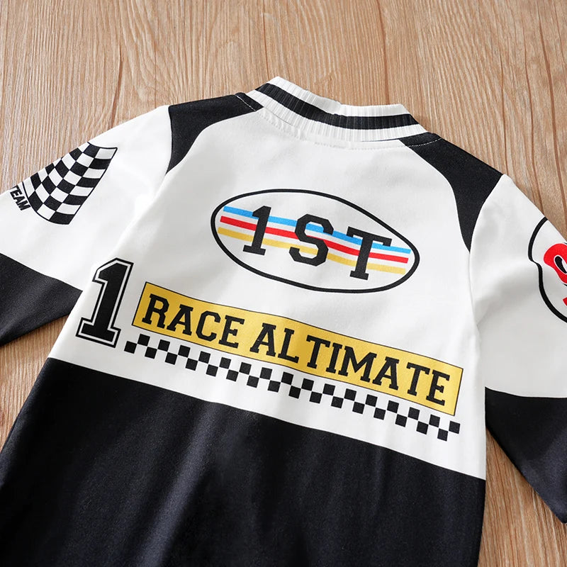 Baby Design Racing Suit Jumpsuit Cool Long Sleeved Outdoor Outfit Newborn Spring And Autumn Outfit Good Vibrations