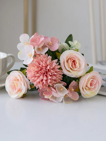 1PC Artificial Flowers Silk Rose Peony Bouquet Hydrangea Carnation Vases for Home Party Winter Wedding Decoration Fake Plant Good Vibrations