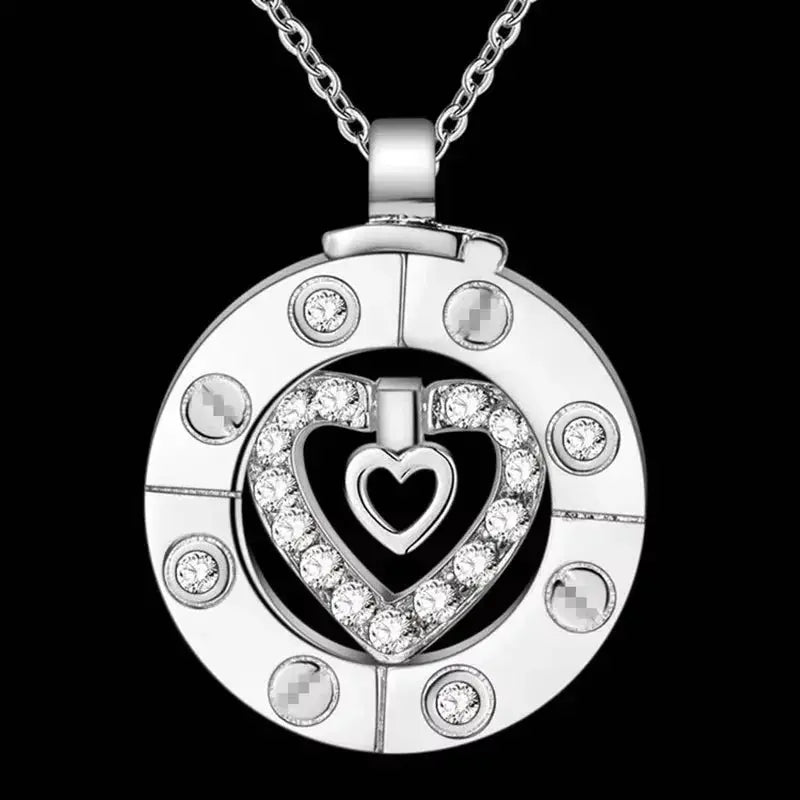Couple Necklace 925 Silver Heart Circle Men & Women Love Gift Set Chain Good Vibrations
