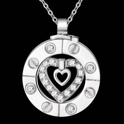 Couple Necklace 925 Silver Heart Circle Men & Women Love Gift Set Chain Good Vibrations