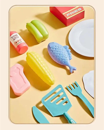 DIY Kitchen Cooking toy Set with 20pcs Multi-functional Induction Children's Play House Food Toys for Parent-child fuuny Gifts Good Vibrations