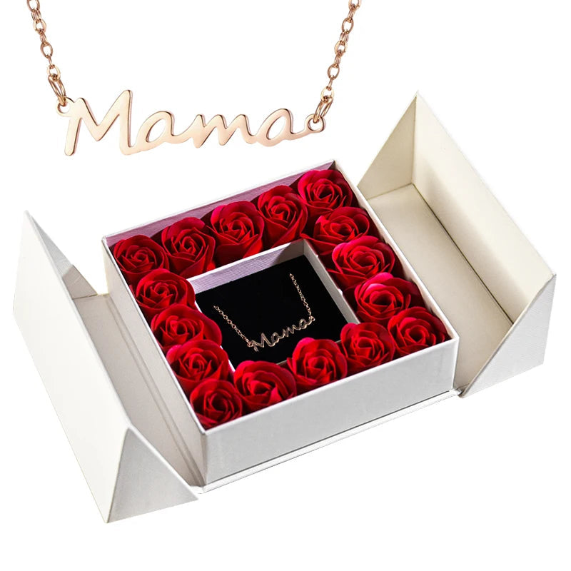 Gifts for Women Jewelry Pendant Necklace /w Soap Eternal Rose Gift Box Mother's Day Necklace Jewelry Wedding Anniversary Gifts Good Vibrations