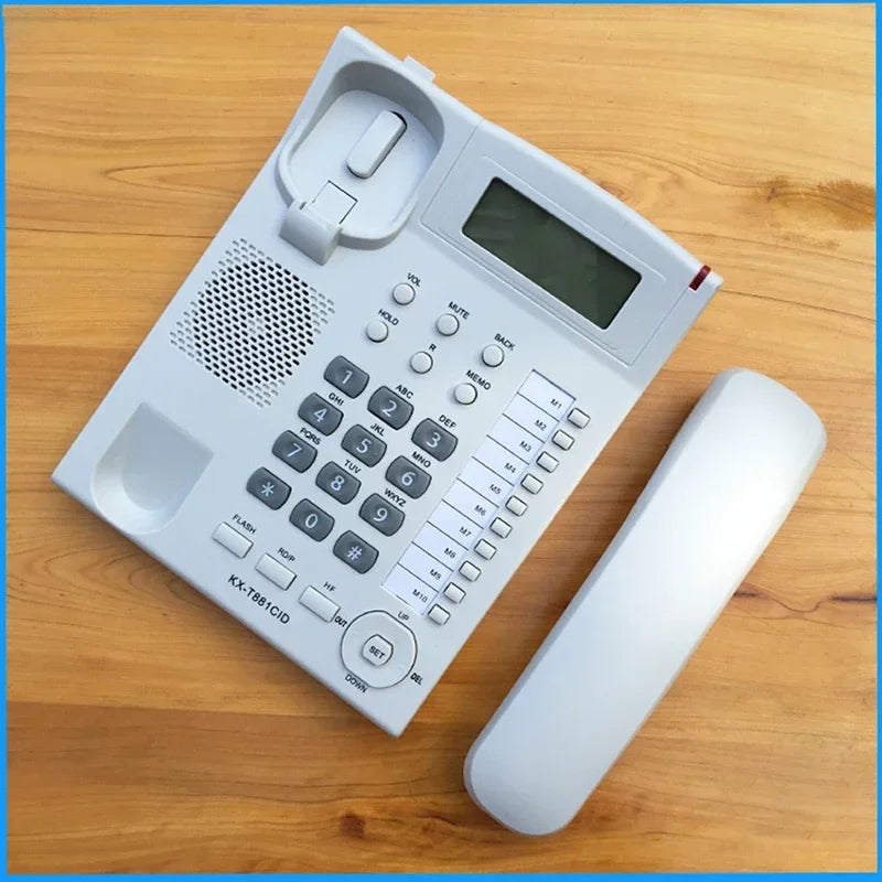 Desktop Corded Telephone, Wired Landline Phone for Home/Hotel/Office, Handsfree, with Blue Backlit, Caller ID, in English Good Vibrations