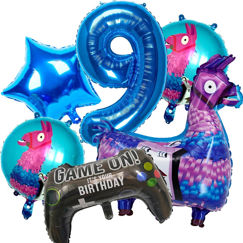 Video Game Fortnitions Birthday Party Decoration Cartoon Alpaca Llama Plate Tablecloth Baby Shower Kids Favors Party Supplies Good Vibrations