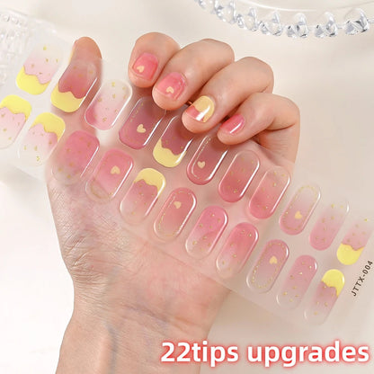 UV Semi-Cured Gel Nail Wraps Stickers Strips French Long Lasting Full Cover LED Gel Semi Cured Nail Sliders For Nail Extension & Good Vibrations