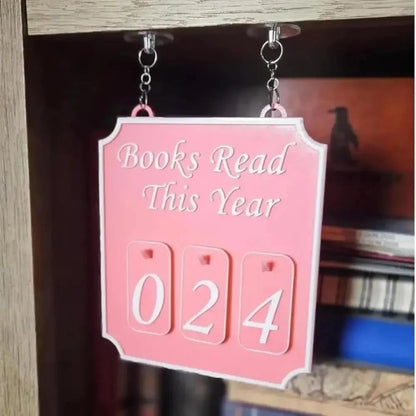 Hanging Bookshelf Counter Books Read This Year Personalized Reading Counter Bookish Decor Bookshelf Sign Reading Plan Management Good Vibrations