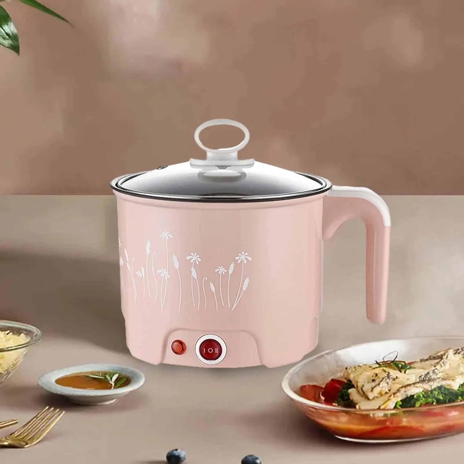 Electric Pots Household Portable Multipurpose Mini Ramen Cooker Noodles Cooker Mini Pot for Shabu Shabu Dumpling Fry Ramen Eggs Good Vibrations