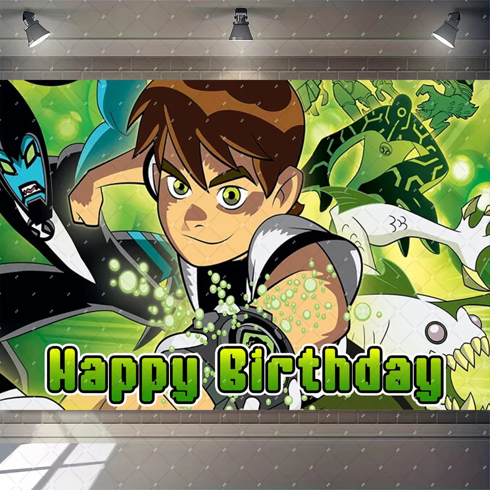 Cartoon Ben-10 Birthday Party Decoration Balloons Favor Set Banner Cake Toppers Baby Shower Boys Gift Party Supplies Photo Prop Good Vibrations