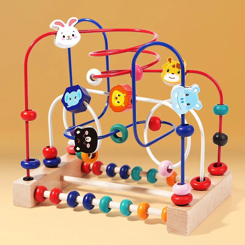 Wooden Toys Bead Maze Colorful Animals Fruits Shapes Educational Counting Learning Circle Toys Kids Classic Gifts for Toddlers Good Vibrations