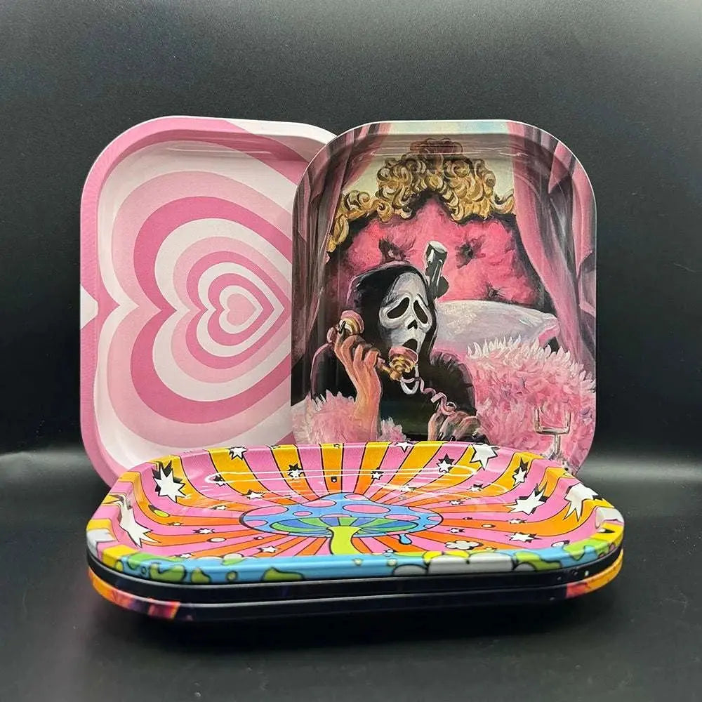 Various Pattern Designs Rolling Tray Herb Tinplate Plate Grinder Tools Rolling Tray 180 x 140 MM Herb Tobacco Smoke Accessories Good Vibrations Adult Super Store