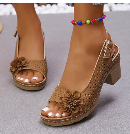 Women's Sandals Sweet Heels Sandals Summer Woman Shoes Fashion Heeled Sandalias Mujer Elegant Shoes Summer Footwear Women 2025 Good Vibrations