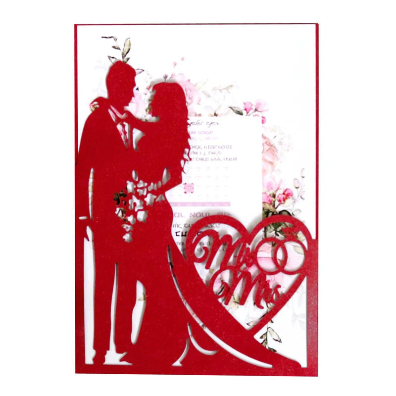 25 Pieces 250gsm Strong Pink Pearly Paper Wedding Invitations Personalized Print Bride Groom Engagement Invite Card IC155 Good Vibrations