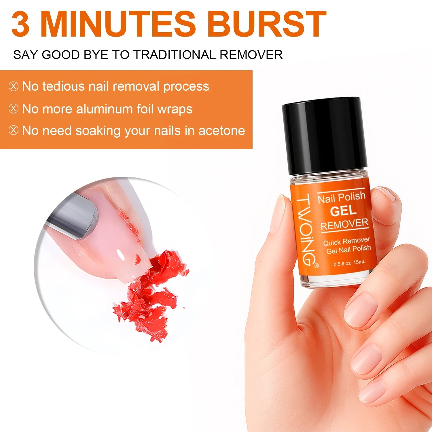 Gel Nail Polish Remover, Quick & Easy Polish Remover In 2-3 Minutes, No Need Soaking Or Wrapping - 0.51oz Good Vibrations