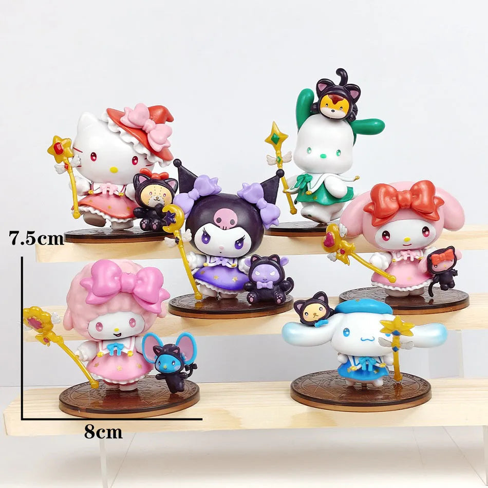 New Sanrio Character Starry Night Party Magician Series Blind Box Toys Hello kitty Melody Kuromi Action Figure Collectible Model Good Vibrations