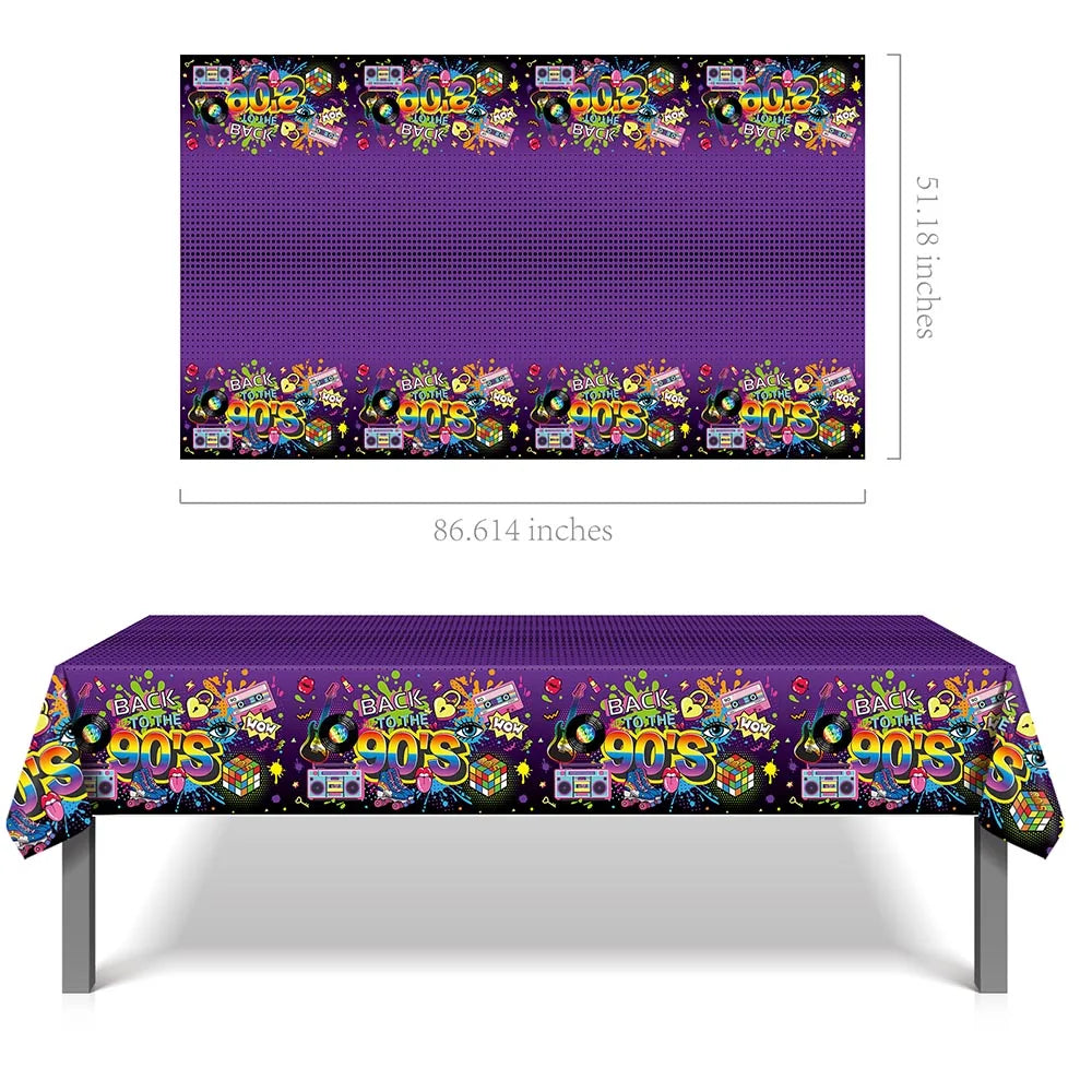 80s Party Table Covers Disposable Plastic Tablecloths Back to The 80s Party Supplies Decorations 80's Theme Disposable Tableware Good Vibrations