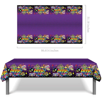 80s Party Table Covers Disposable Plastic Tablecloths Back to The 80s Party Supplies Decorations 80's Theme Disposable Tableware Good Vibrations