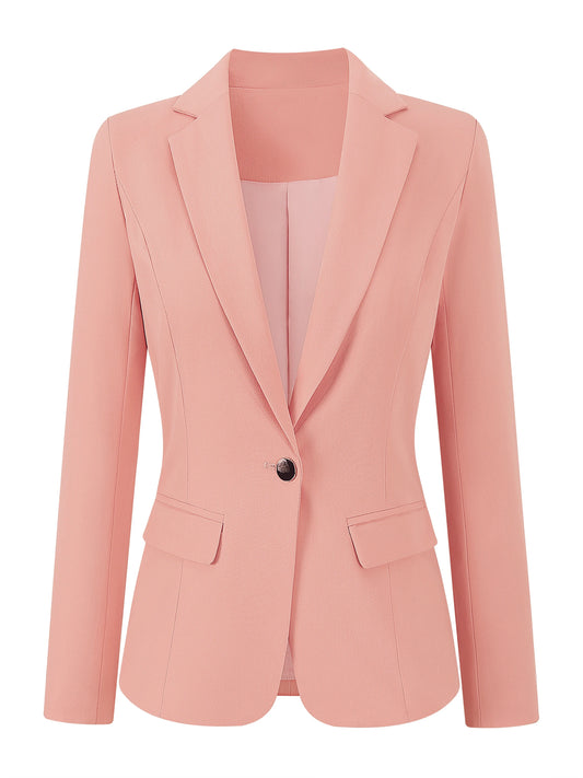 Women's Casual Elegant Jacket Blazer,  Design Stitching Sleeves Buttoned and Double Pockets Fine Jackets ,Suitable All Seasons