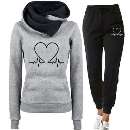 Woman Tracksuit Two Piece Set Winter Warm Hoodies+Pants Pullovers Sweatshirts Female Jogging Woman Clothing Sports Suit Outfits Good Vibrations