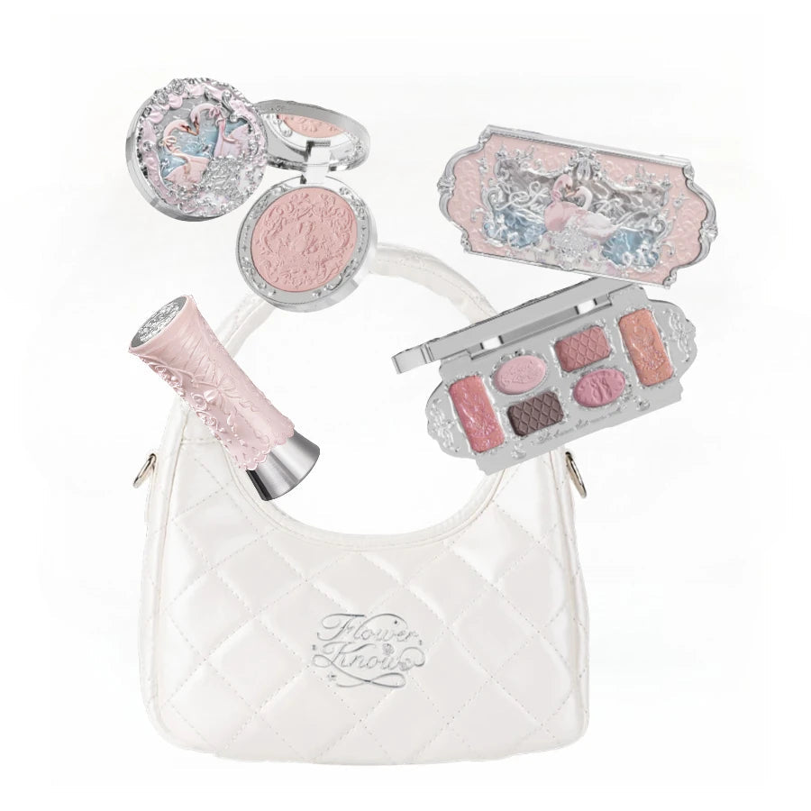 Makeup Set Flower Knows Swan Ballet Series Six Color Eyeshadow Palette Embossed Blusher Shine Lipstick Kit Maquiagem With Bag Good Vibrations