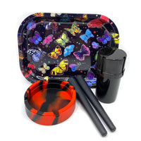 5Pcs Cigarette Plastic Herb Grinder Tobacco Silicone Round Ashtray Metal Rolling Tray 18X14cm Storage Tube Container Smoking Set GOOD Vibrations Adult Super Store