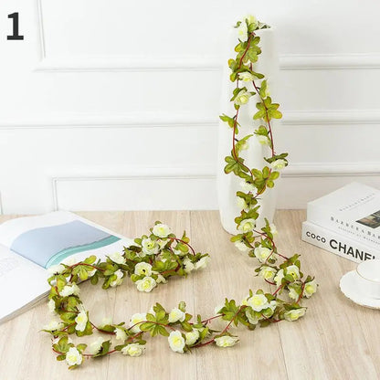 250CM Rose Artificial Flowers Christmas Garland for Wedding Home Room Decoration Spring Autumn Garden Arch DIY Fake Plant Vine Good Vibrations