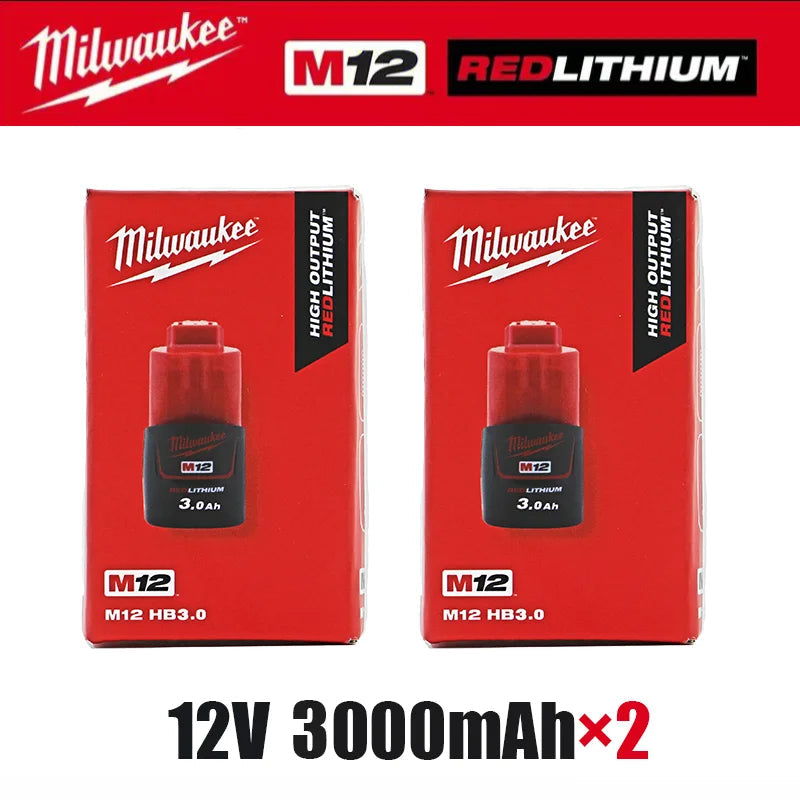 Milwaukee 12V Battery, Comes with Packaging Color Box  12V Battery M12B6 6000mAh  Rechargeable tool battery M12 Hot Promotion Good Vibrations