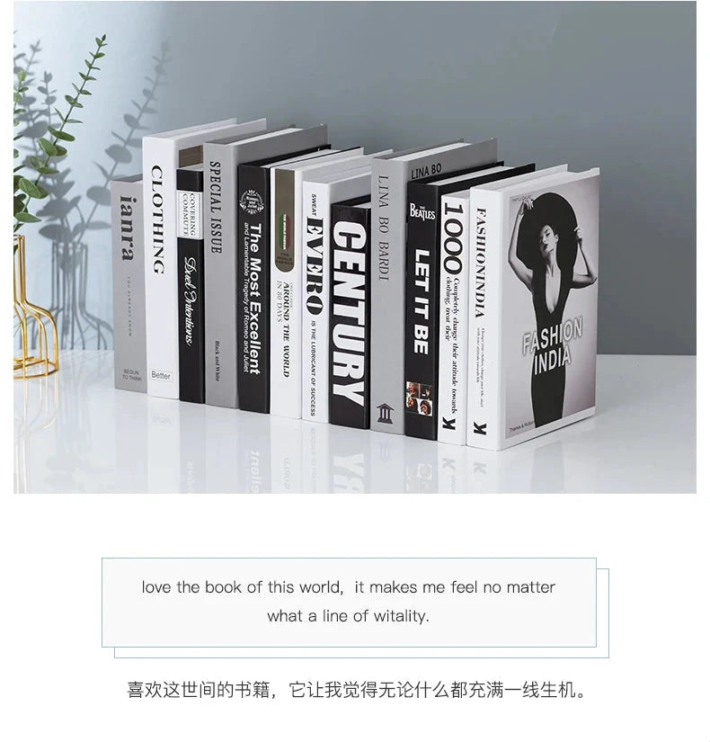 Modern fake book ornament Nordic light luxury simulation book living room home store decoration photo props book case box Good Vibrations