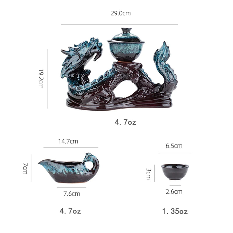 1 set, creative lazy tea set, semi-automatic dragon teapot, magnetic rotating water-conducting tea set, Chinese Kung Fu tea set Good Vibrations