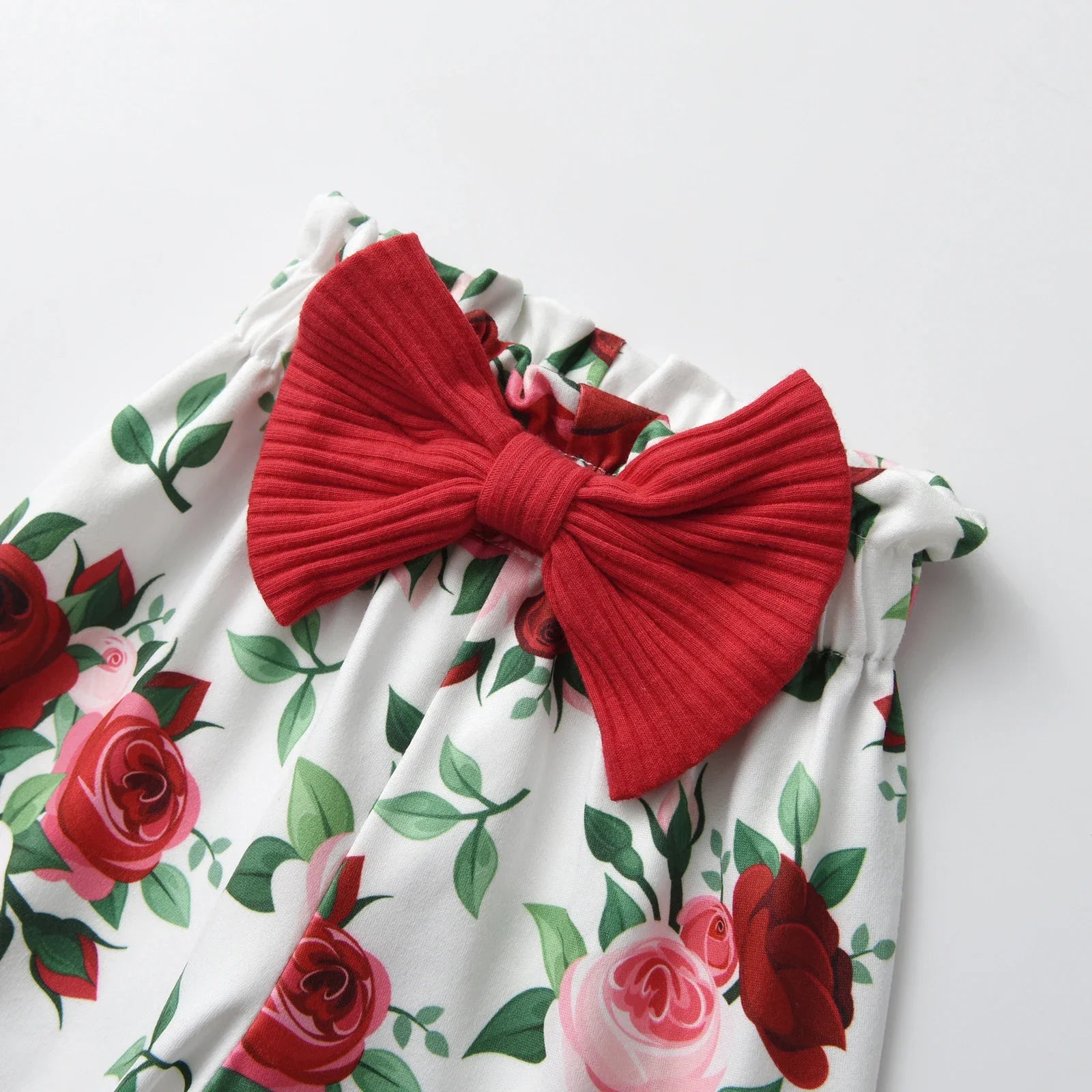 Newborn Infant Baby Girl Spring Autumn 3PCS Clothes Set Knitted Long Sleeve Bodysuit Top + Floral Printed Pants + Bow Headband Good Vibrations