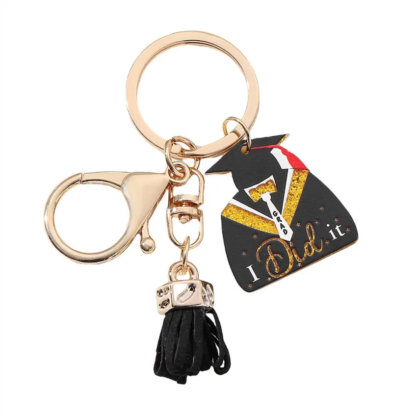 Teachers Day Gift Keychain Graduation Decorations 2025 Bus Book Wood Pendant Bag Charms Tassel Key Chains for Best Friends Gifts Good Vibrations