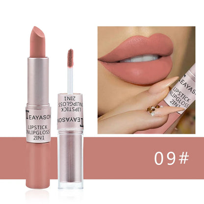 Long Lasting Velvet Matte Lipstick Double Head Lip Gloss Non-stick Cup Lip Gloss Tint Plumper Waterproof Lipstick Makeup Good Vibrations