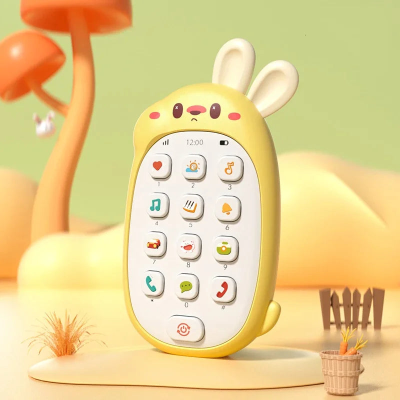 Baby Rabbit Mobile Phone Children's Toy Can Bite Puzzle Early Education Baby Multi functional Music Simulation Phone Good Vibrations