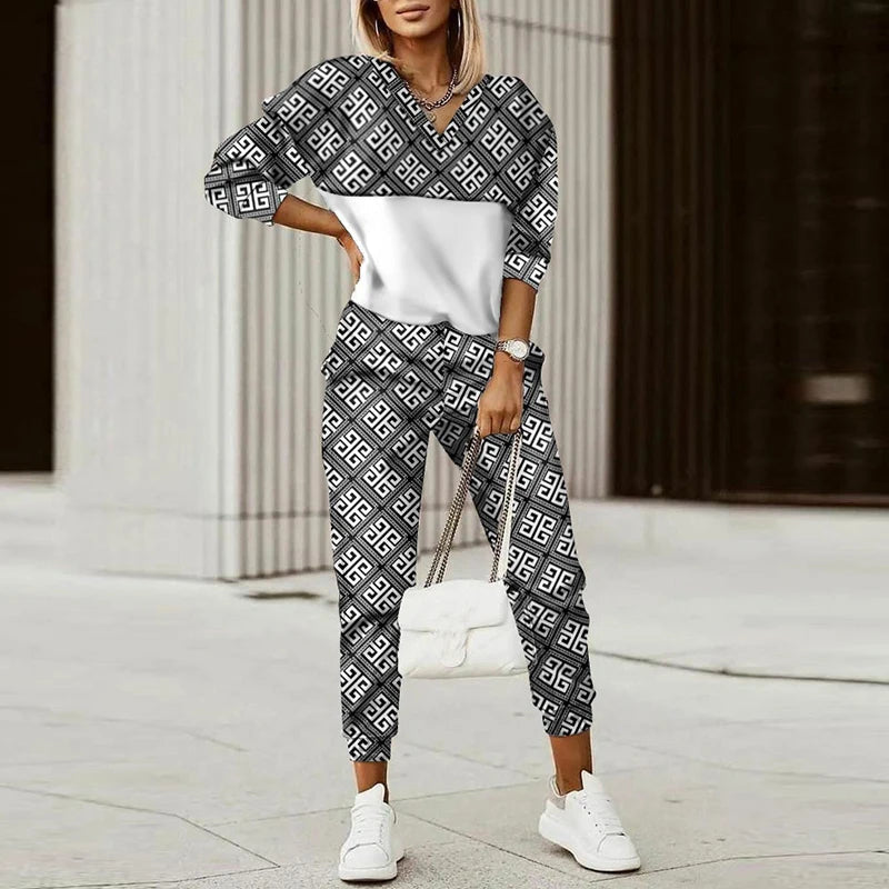 New Fashion Women Plaid Print Splicing Zipper Front Hooded Top & Pants Set Two Pieces Suit Flare Pants Outwear Autumn Outfits Good Vibrations