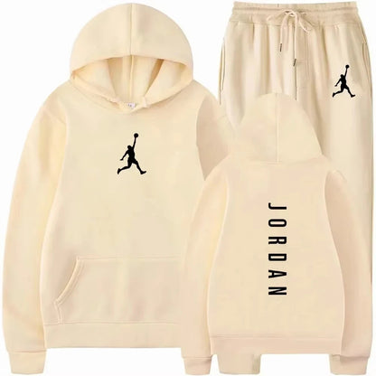 2025 Spring and autumn outdoor fitness basketball casual sportwear set fashion men's hooded jumper + jogging pants two-piece set Good Vibrations
