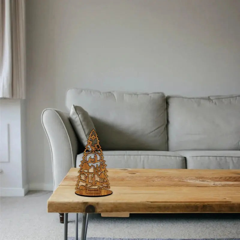 Nativity Christmas Tree with Stand Jesus Birth Story Display Beautiful Christian Holiday Decor for Home Nativity Scene Christmas Good Vibrations