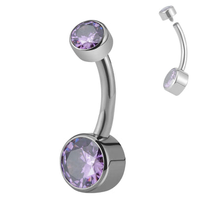 Right Grand ASTM F136 Titanium Belly Button Rings 10mm 12mm with Round CZ Internally Threaded Navel Rings Belly Bars Good Vibrations