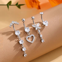 3-5pcs/Lot Belly Button Ring Sets Heart Butterfly Flower Dangled Belly Piercing Nombril 14G Curved Navel Rings Jewelry for Women Good Vibrations Adult Super Store