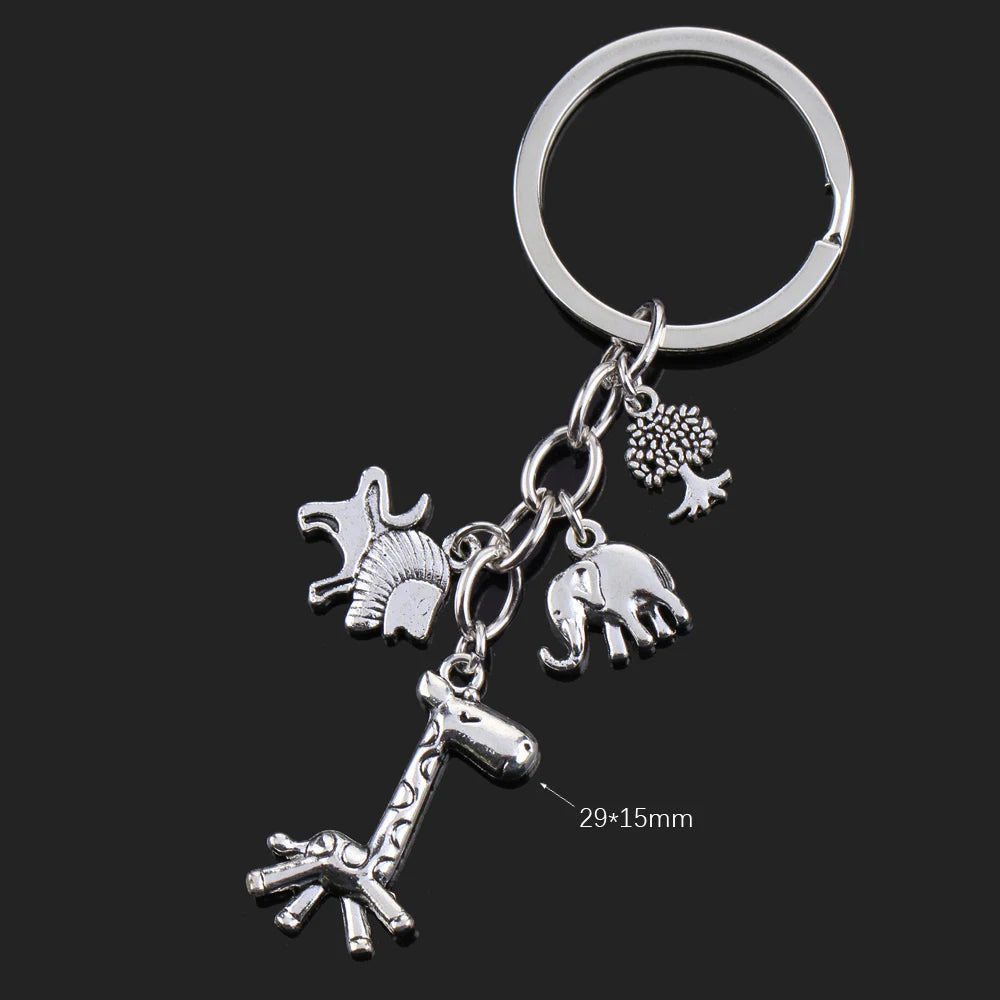 Fashion Animal Women Keychain Car Moon Cat Dog Love Heart Key Chain Friends Gift Jewelry Bag Pendant Wing Evil Eye Angel Turtles Good Vibrations