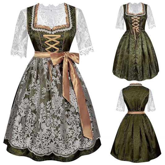 Halloween Carnival Cosplay Costume German Oktoberfest Maid Dress Woman Bavarian Traditional Embroidery Outfits Performance Girl Good Vibrations