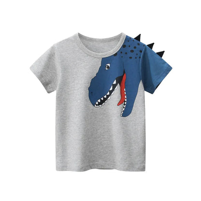 2024 Children 3D Cartoon Short T-Shirts Clothes for Boy 100% Cotton Short Sleeve Dinosaurs Cute Kids Casual Sport Top Tees Good Vibrations