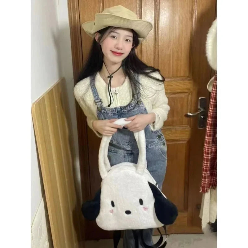 Sanrio Plush Bag Cute Cartoon Plush Handbag New Personalized Shoulder Student Bag Girls Large Kawaii My Melody Capacity Handbag Good Vibrations